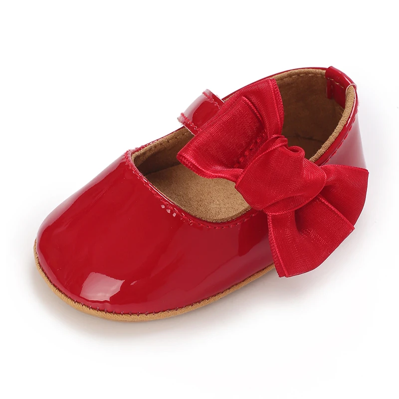 Baby girl cute bow decoration set wearing Mary Jane shoes, children\'s outdoor walking shoes