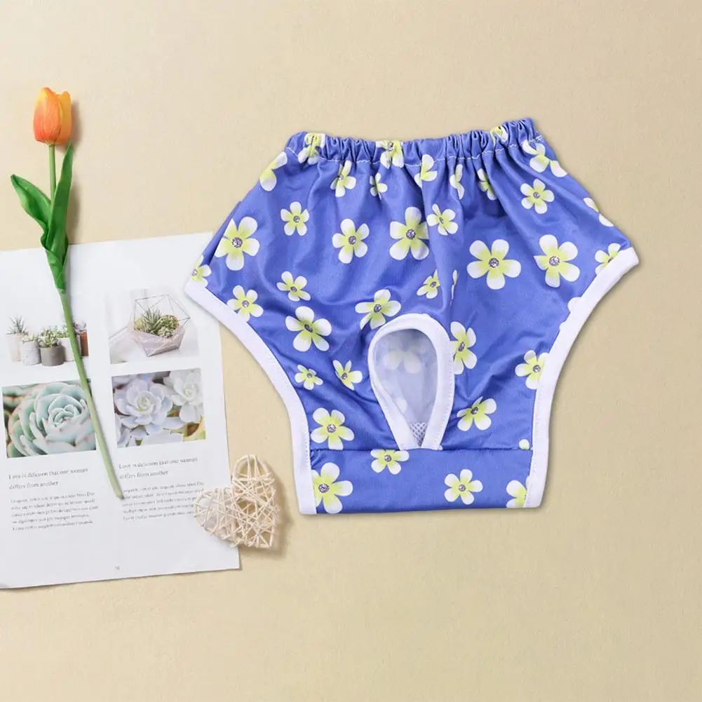 Reusable Dog Diapers Female Dog Menstrual Pants with Elasticity Cartoon Pattern Prevent Heat Excitability for Female