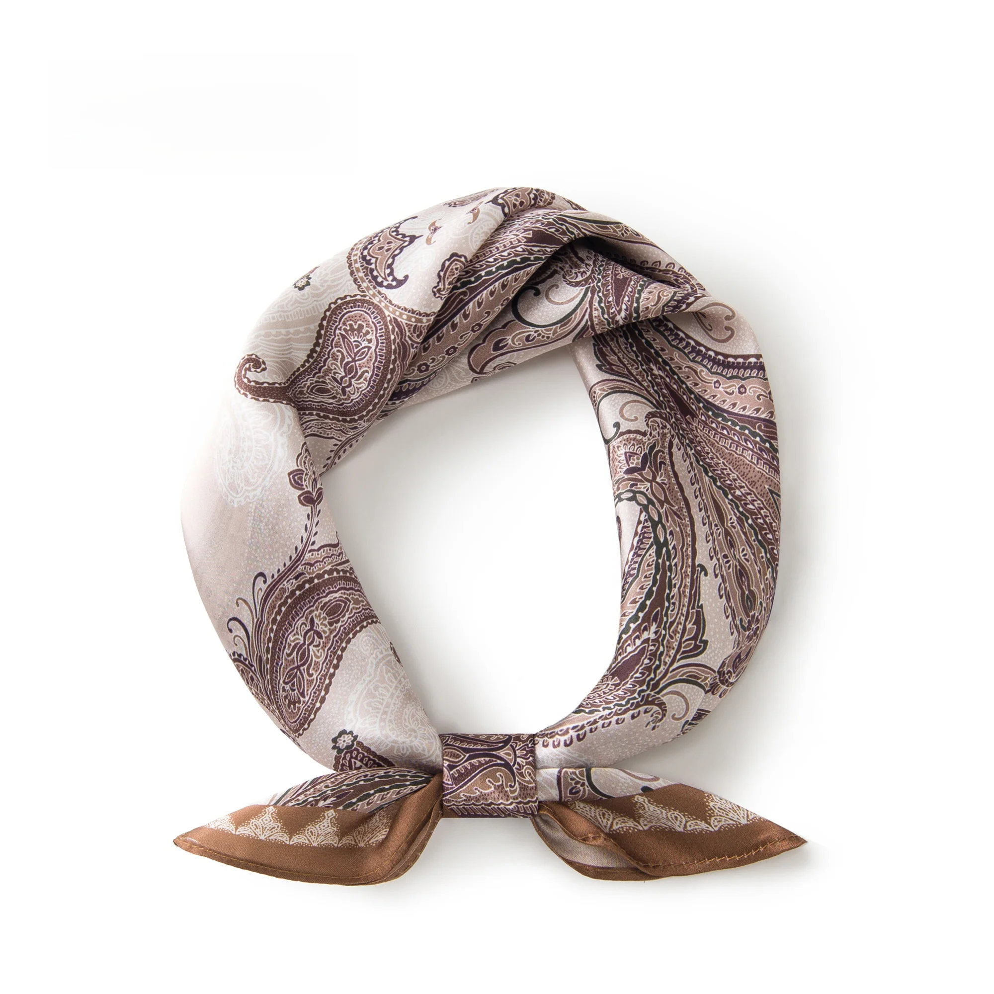 レトロなウォールナットフラワーシルクスカーフ小さな正方形シルクリボン通勤装飾ヘアバンドバッグ蝶結び女性のファッションアクセサリー