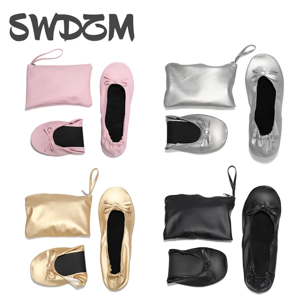 Girls Ballet Dance Shoes Soft PU Foldable Yoga Ballet Shoes For Indoor Fitness & Comfortable Practice Dance Shoes Soft PU Yoga