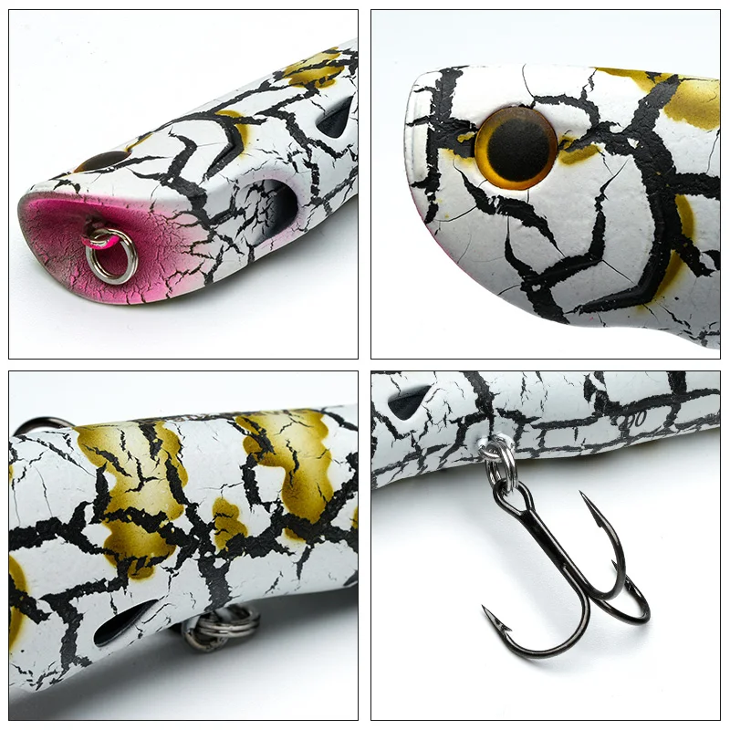 Imagem -04 - Mseas Popper Isca 90 mm 12g70 mm 6.3g Topwater Walker Superfície Dura Artificial Rattle Iscas de Pesca para Bass Pike Fishing