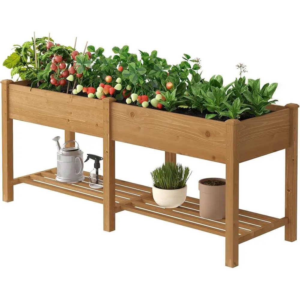 

Деревянная приподнятая грядка-клумба на ножках, садовая кадка с разделителем для сада, двора, патио, балкона, подставка-ящик для растений