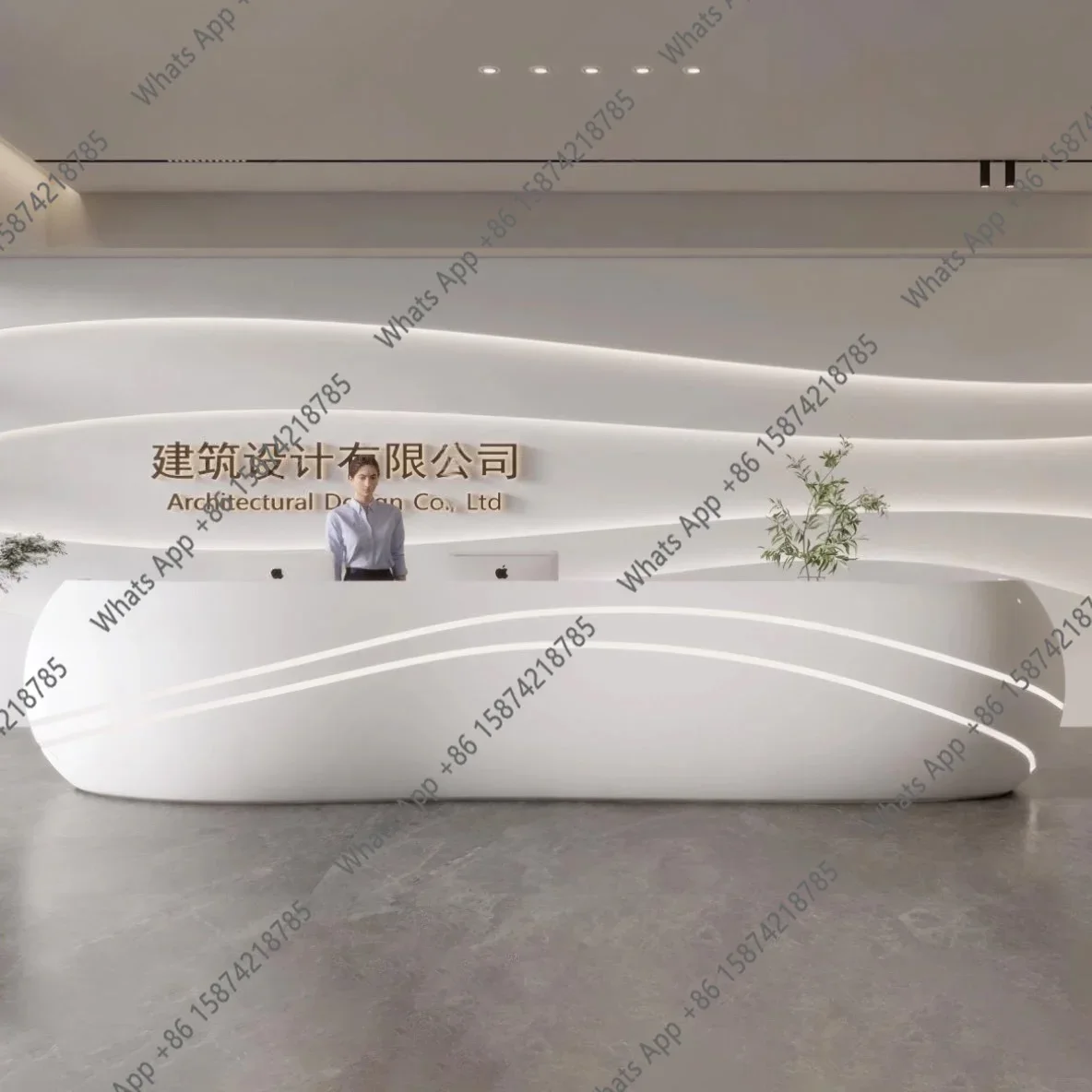 X6 Sm FRP Special-shaped Reception Desk Front Paint Arc Dental Hospital Reception Desk Checkout Page Simple High-end Rezeption T
