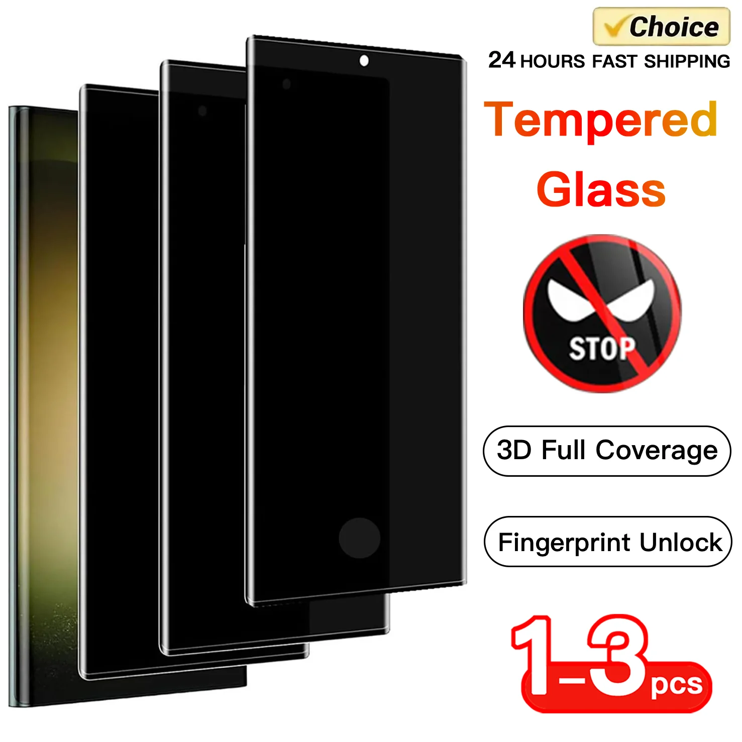 1-3PCS Anti-Spy Tempered Glass for Samsung Galaxy S24 S23 S2