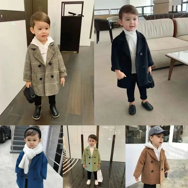 

Unisex Kids Long Jacket Coat Plaid Pattern Girls Coat Casual Style Jacket Boy Spring Autumn Children's Clothes for Boys Clothing
