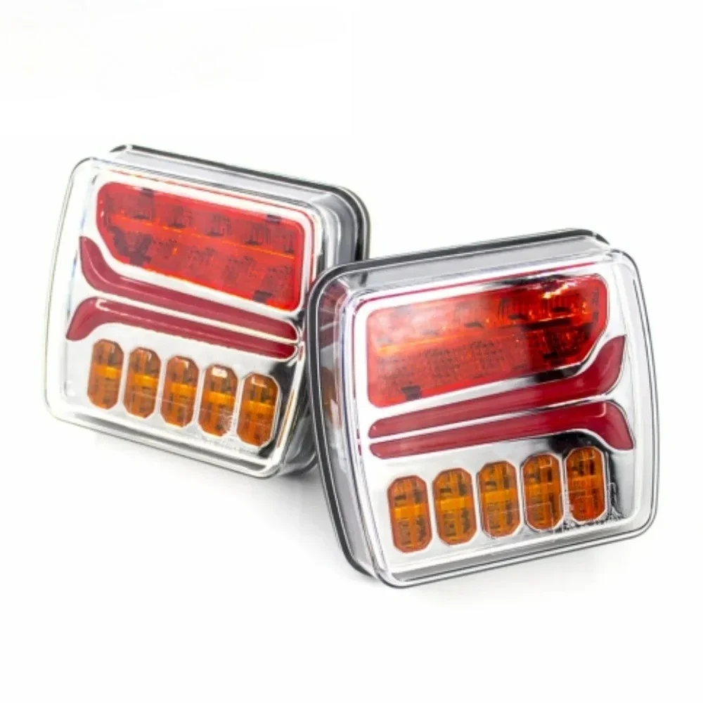 2pcs 12V 24V Square 4 inch LED Tail Light Licesen Plate Turn Signal Flowing Taillight Trailer Pickup Rear Left Right Brake Lamp