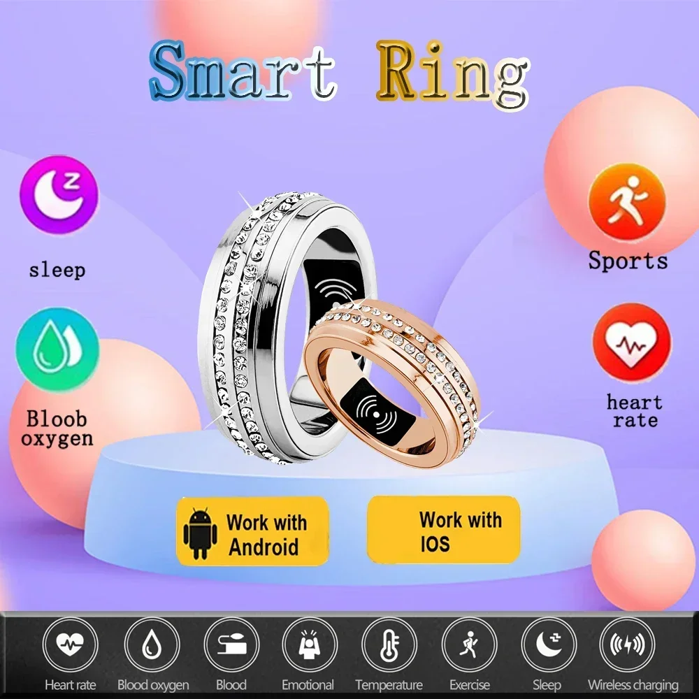 New Women Smart Ring For iphone Android Heart Rate Blood Pressure Blood Oxygen Temperature Calories Health Fitness Tracker Rings