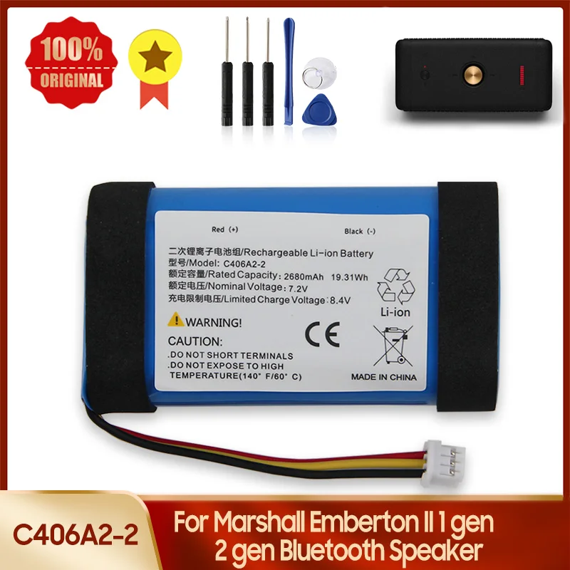 

Сменный аккумулятор C406A2-2 для Marshall Emberton II 1 2 Gen Bluetooth-динамик, качественные аккумуляторы с инструментом, 2680 мАч