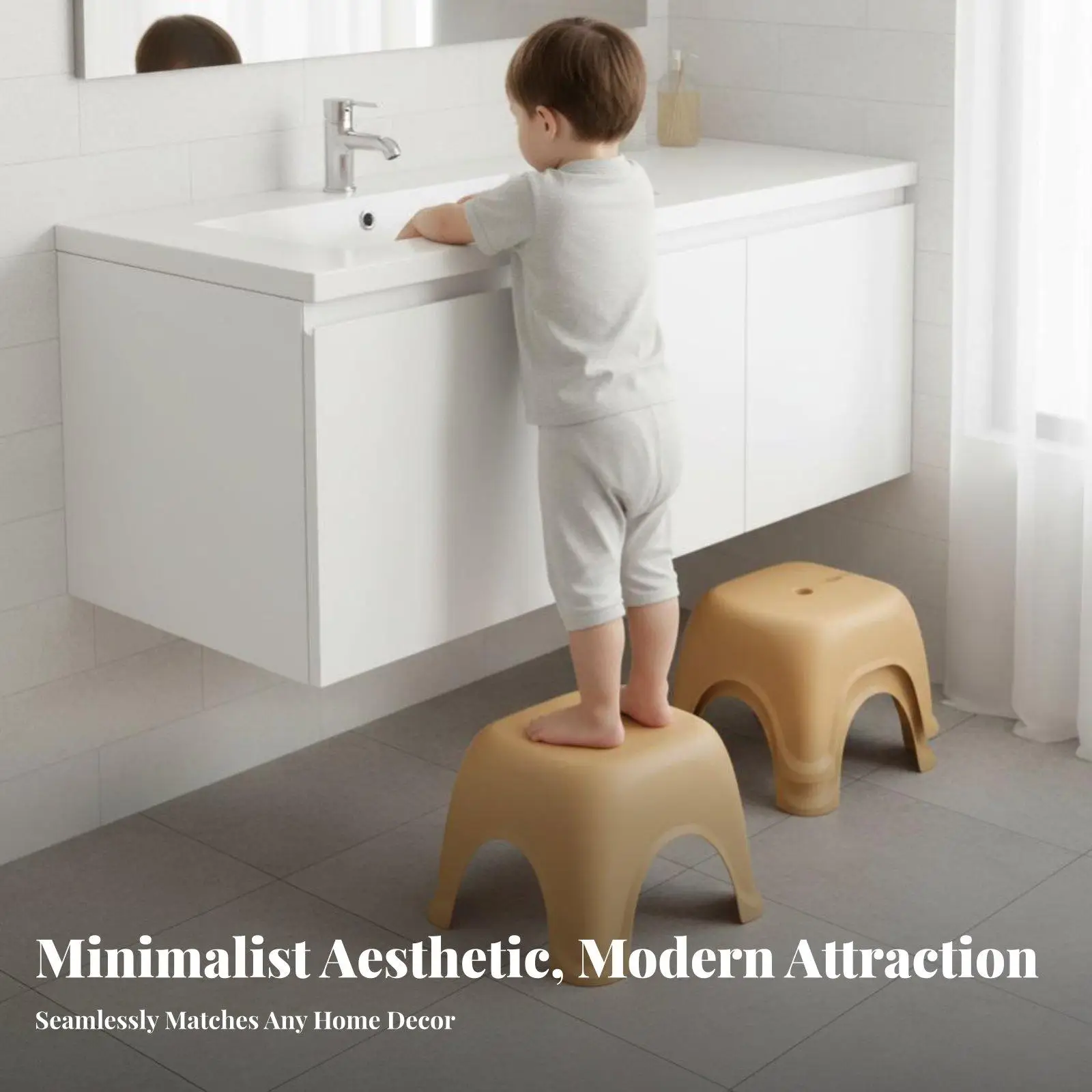 Children Step Bench for Home Bathroom Shower Footstool with Reinforced Frame Stackable Design Space Saving