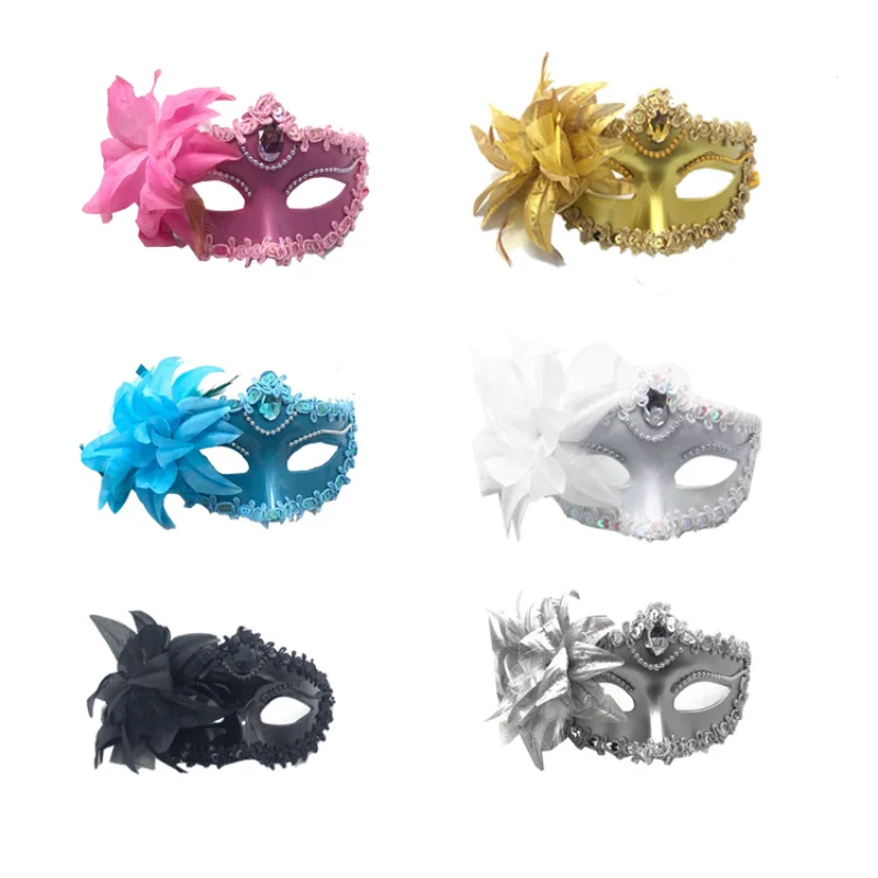 Masquerade Mask Halloween Princess Cosplay Props New Makeup Half-face Mask Solid Color Halloween Mask Máscara De Baile Wholesale