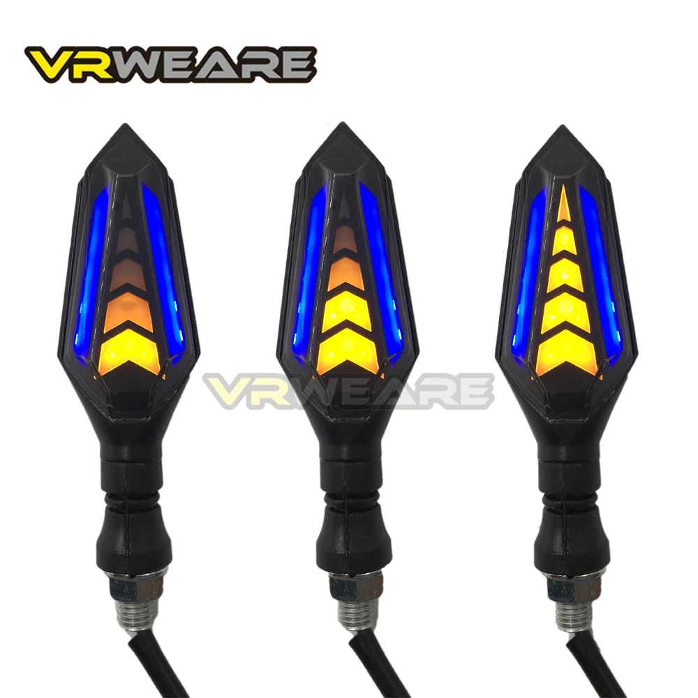 

4Pcs Universal Motorcycle Double Side Water Flowing 12V LED Day night Turn Signals Front Rear Flashing Signal Lights Indicators