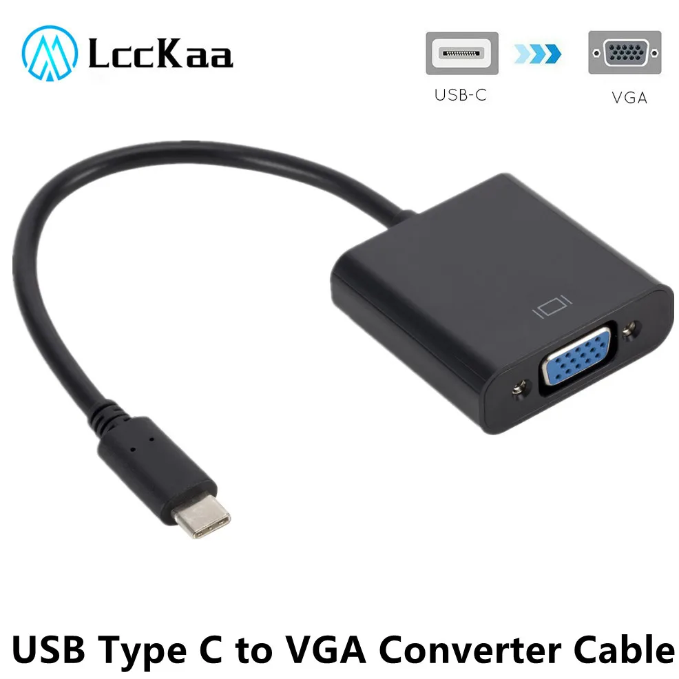 LccKaa USB Type C to VGA Converter Cable Type-C USB C to VGA Adapter for Macbook 12 inch Chromebook Pixel Lumia 950XL Hot Sales