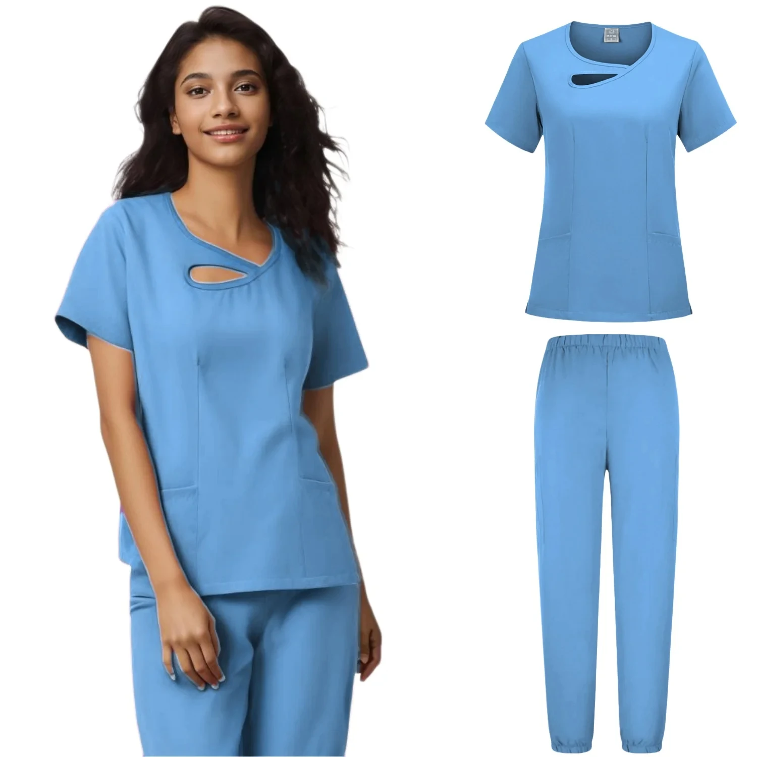 Nuovo Set ospedaliero di Design Spandex infermieristico e uniformi mediche elasticizzate uniforme da infermiera adatta a Set di scrub da donna