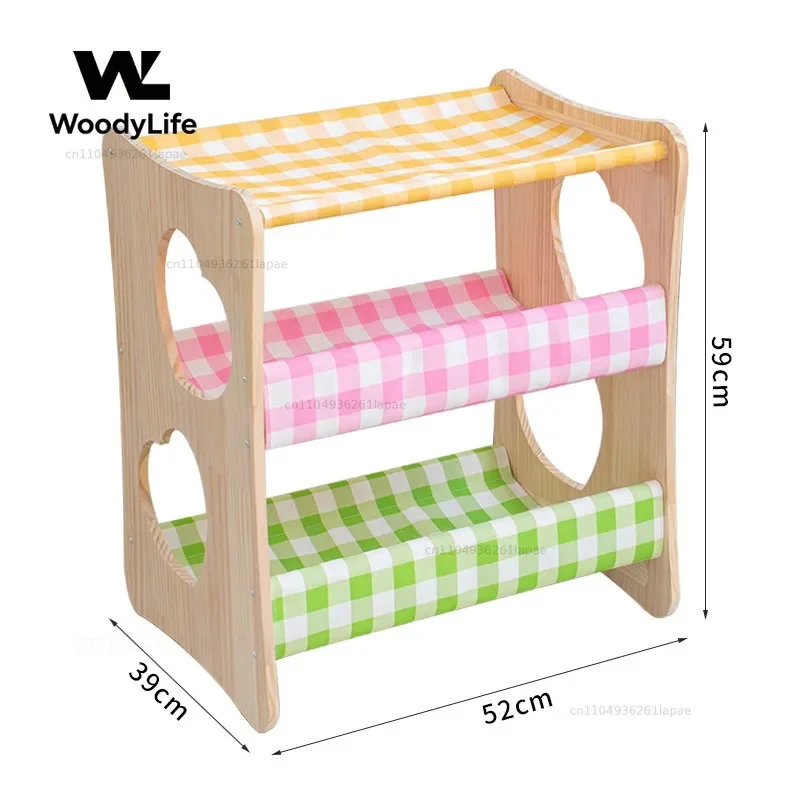 Cat Nest Scratching Board Integrated Cat Bed Sisal Stacked Upper and Lower Bunk Solid Wood Villa Double Layer Semi-closed