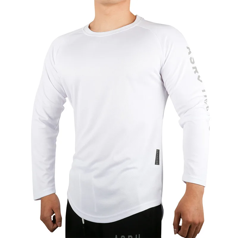 Men Quick Dry Long Sleeve Sport T Shirt Gym Fitness Bodybuilding Shirt Jogger Workout Sportswear Training Running Tee Sweatshirt