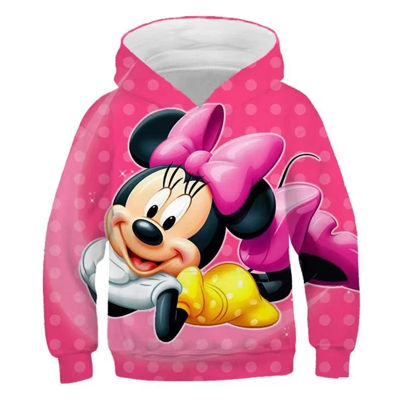 Men\'s And Women\'s Iong-sleeved Hooded Sweatshirts 2024 Spring And Autumn Children\'s Casual Tops Cartoon Mickey And Minnie Print