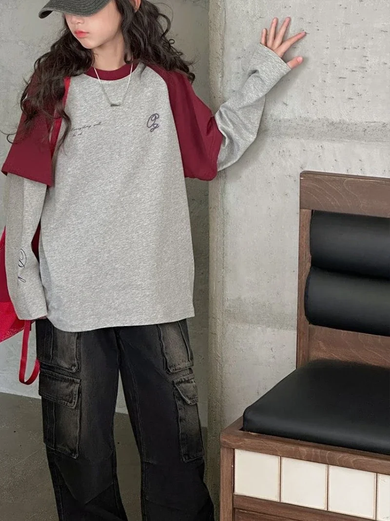 اللون حجب الأطفال معطف الفتيات ملابس علوية 11 12 سنة الملابس 7 تي شيرت فتاة الاطفال قميص من 8 الكرتون موضة تي شيرت