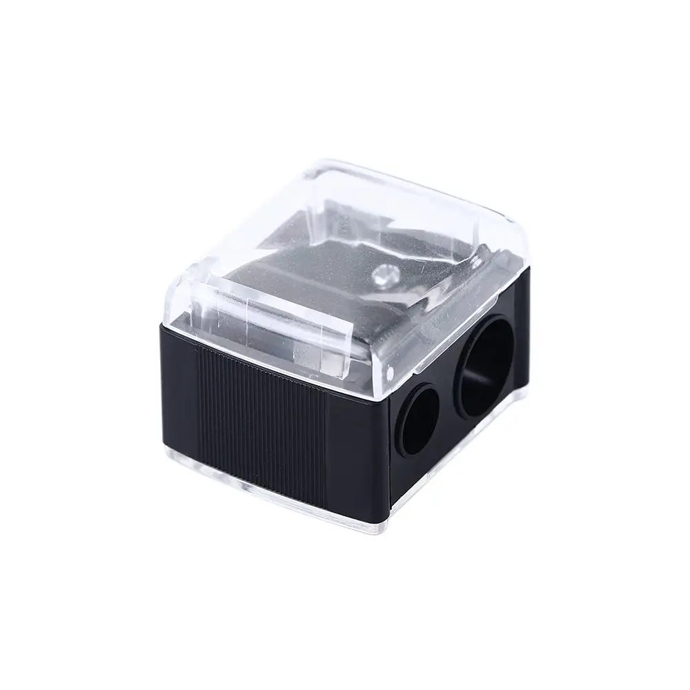 Precision Stationery Black Cosmetic Sharpener Mechanical Pencil Sharpener Makeup Sharpeners Double Holes Pencil Sharpener