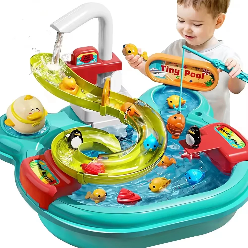 Kitchen fully automatic water play, fishing toy, electric dishwasher