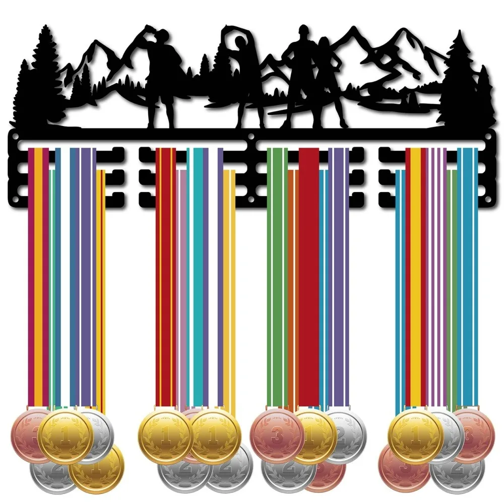 

Running Medal Holder Display Hanger Medal Wall Mount Frame Shelf Sports Medals Hanger Black Mountain Forest Wall Decor Medal