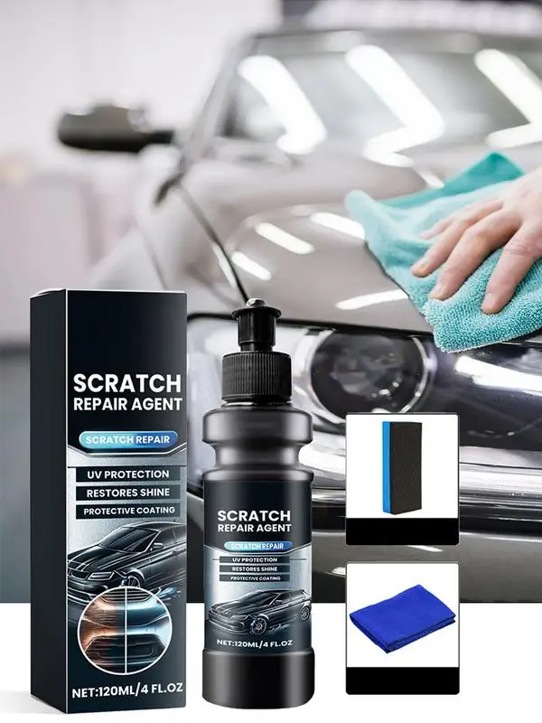 

120ml Vehicles Scratches Repair Agent With Sponge Cloth Car Detailing Repair Agent Auto Scratches Repairing Vehicle Accessories