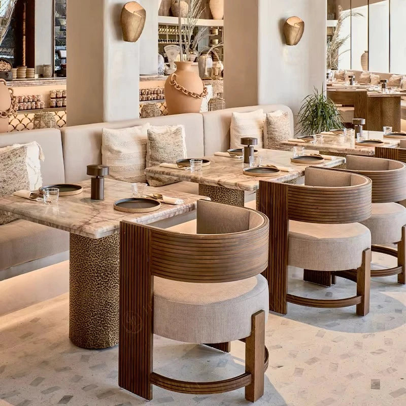 

Scandinavian elegant commercial restaurant furniture set square table curved chair South African coffee shop cafe bench booth