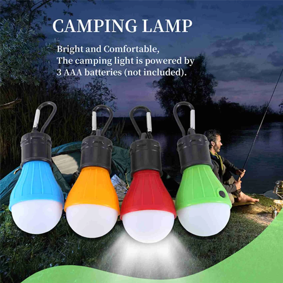 Paquete de 4 luces de camping con clip para tiendas de campaña