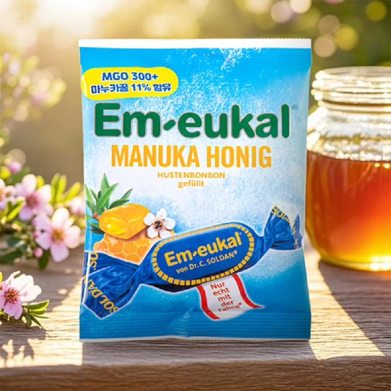 M-Oical Manuka Honigbonbons, 75 g Halsbonbons, deutsche Bonbons, Menthol, 1 Stück, 4 Stück