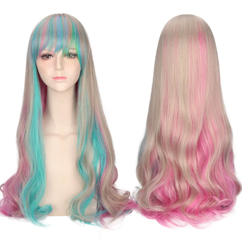 Длинный прямой синтетический парик с челкой, блондинка, естественный вид, пушистые парики на всю голову для женщин, повседневный косплей, вечерние