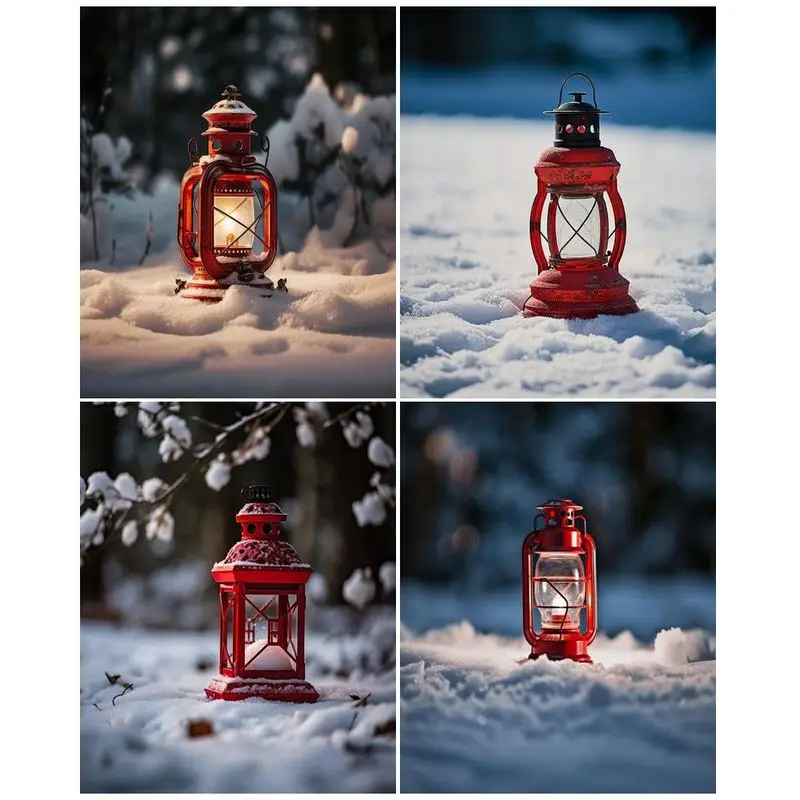 

CHENISTORY Picture By Number Oil Lamp in the Snow DIY 40x50cm Coloring By Number Paint On Canvas Home Decoration