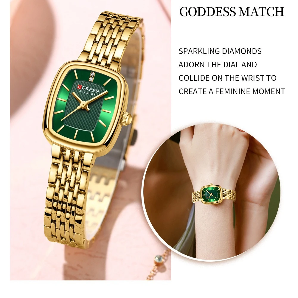 Curren 9093 ساعة نسائية عصرية ترفيهية فاخرة بحزام ناقل من الفولاذ Relojes Para Damas ساعات للنساء ساعات نسائية