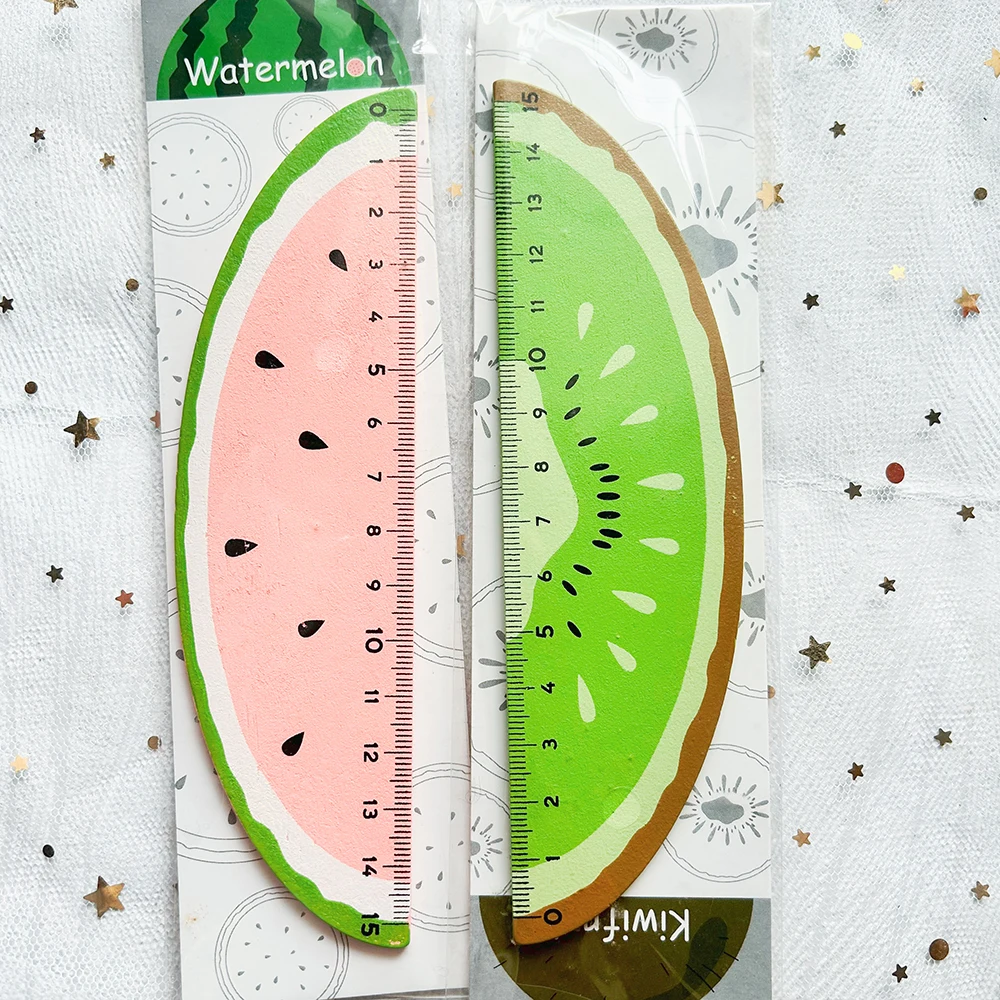 1 PC Kawaii Fruit Wood Ruler Schule School Supplies Accessories Cute Korean Stationery School Rules Bookmark Office Gadgets