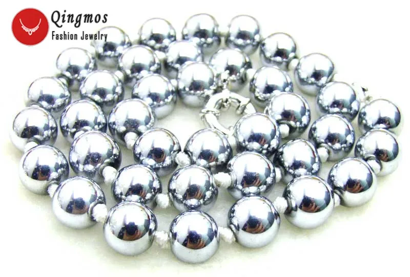 Qingmos 10mm Super Luster Round Natural White Hematite Beads for Jewelry Making DIY Necklace Bracelet Earring Strands 15