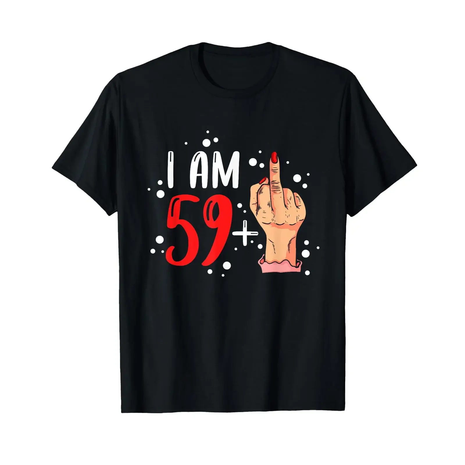 Ich bin 59 Plus 1 Mittelfinger für eine Frau, 60. Geburtstag T-Shirt, Vintage-Waschung, Unisex-Oberteil für den Alltag, dehnbarer Streetwear-Look