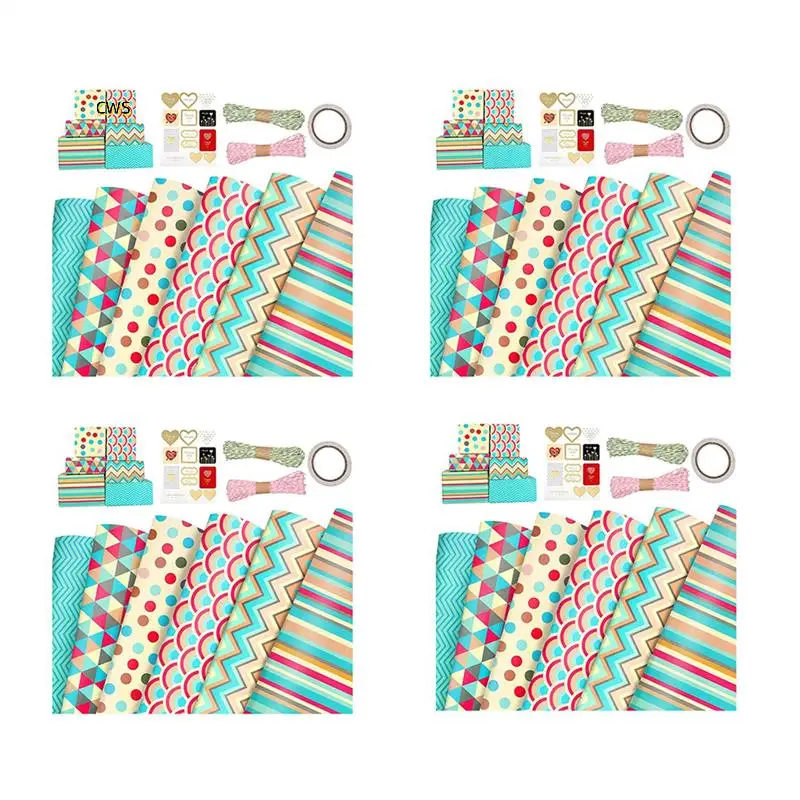 Листы оберточной бумаги, набор упаковочной бумаги для рождественской вечеринки, дня рождения, 24 шт., бумага для подарочной упаковки, подарочная упаковочная бумага