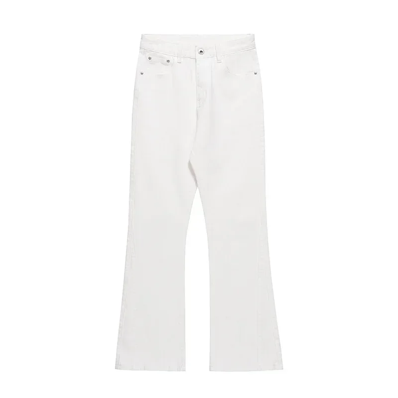 Men's American-style Solid-color Micro-flared Jeans with A Sense of Luxury, Hip-hop and Casual, Loose Long Pants.