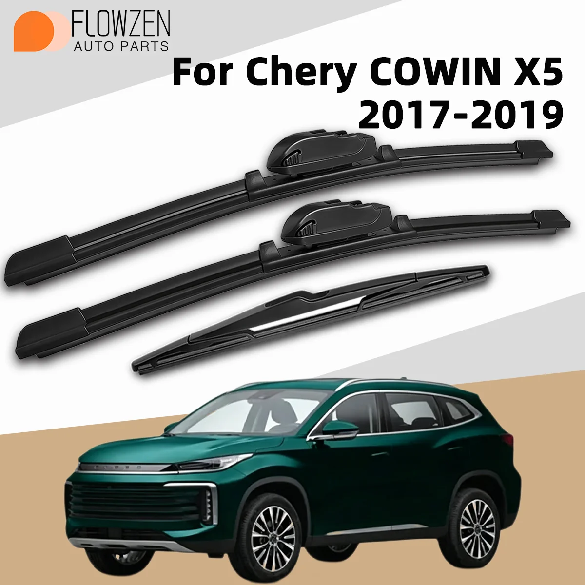

3PCS Front Rear Wiper Blades Fit For Chery COWIN X5 2017-2019 Car Premium Quiet Streak-Free Long Lasting Auto Accessories 2018