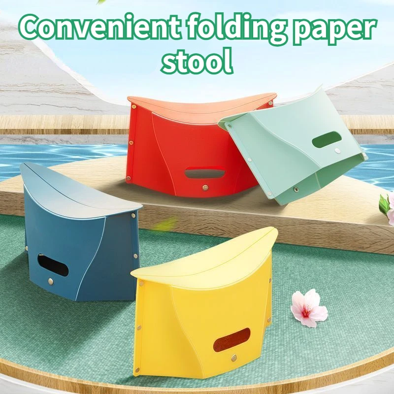 5-1PCS Portable Folding Paper Stool Storage Bag with Carrying Handle Dual-Use Outdoor Camping Storage Fruit Basket Folding Chair