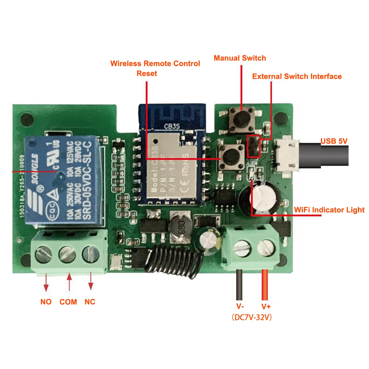 Imagem -02 - Diy Tuya Inteligente Wifi Interruptor dc 7v 12v 24v 32v sem nc com Fechadura da Porta Sistema de Controle Acesso Telefone Controle Remoto Botão Saída