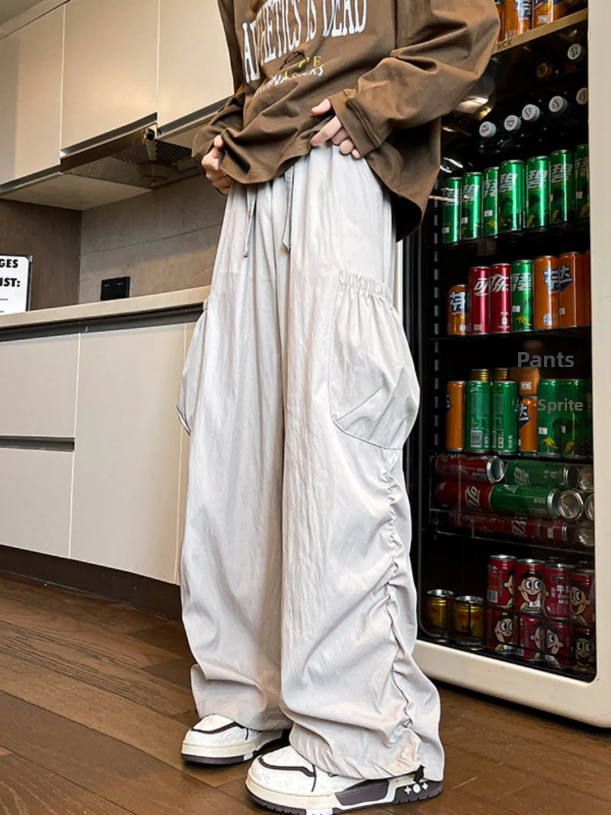 

Qui Dry Paratrooper Pants Ice Silk Thin Model Breathable Men Women Casual Sports Leisure Trousers Couple Loose Fit Youth Ac...