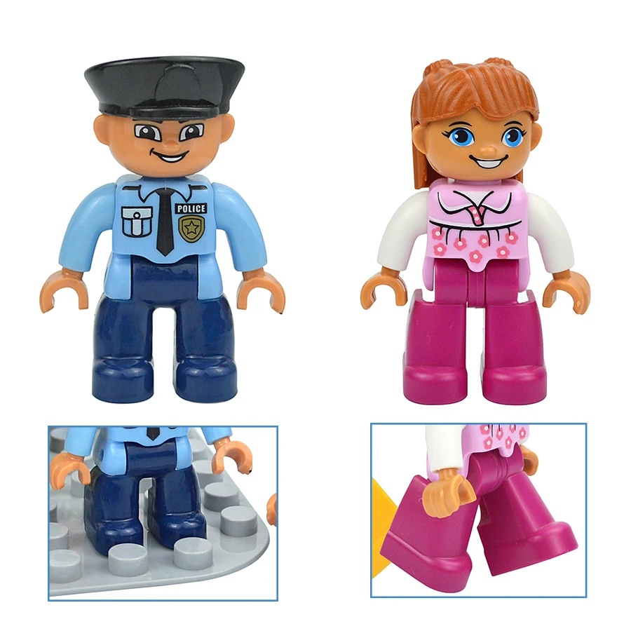 Big Size Building Blocks Figures Action Dolls Series House Family Princess Policemen Farmer Large Bricks Compatible Duploes Toys