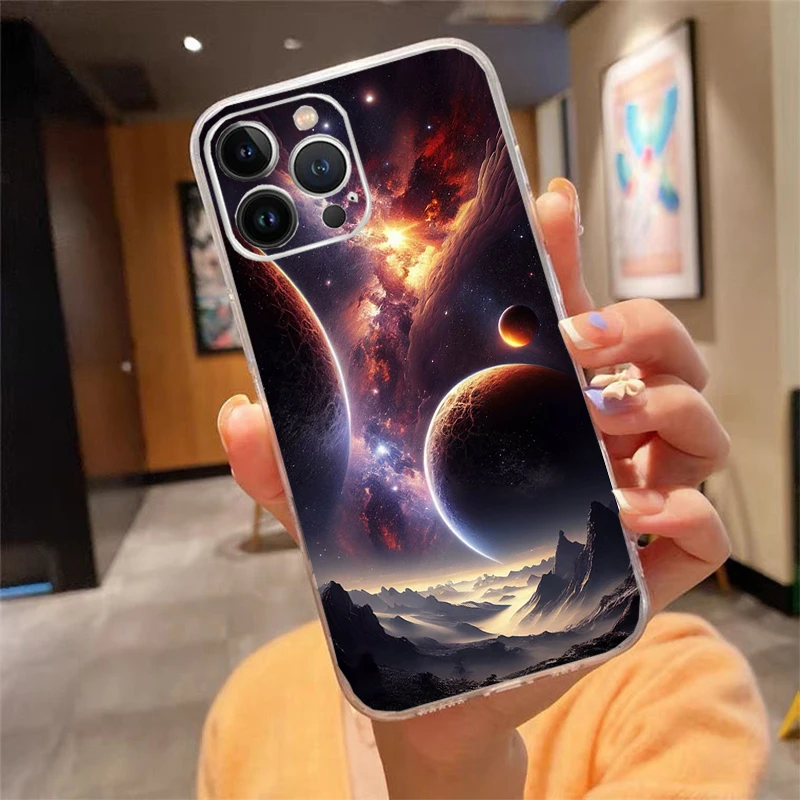 

Universe Space Planet Phone Case Carcasa Funda For iPhone 17 Pro Max Air 16 15 14 13 Pro Max 15 16 Pro 15Plus Case