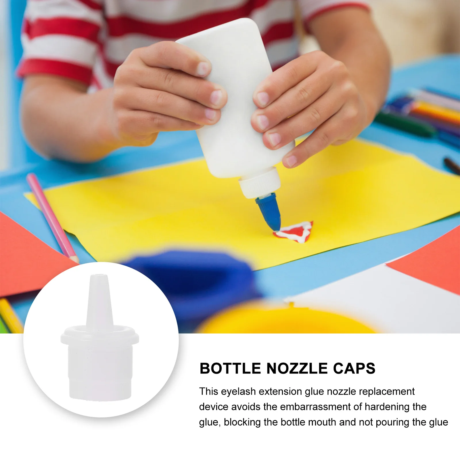 100개 속눈썹 연장 글루 노즐 교체용 헤드 병 마개 글루 병 입구 막힘 방지 접착제 팁 뷰티