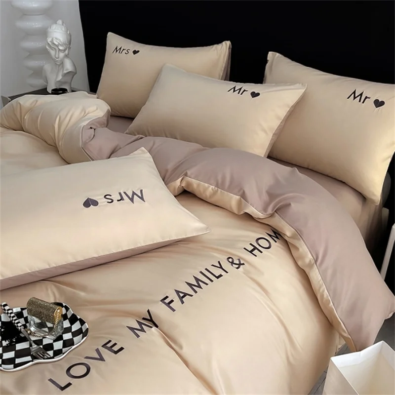 Luxury Nordic Egyptian Cotton Bedding Set King Queen Double Twin Size with Sheet Duvet Cover Pillowcase 1/2 People Bed Linen New