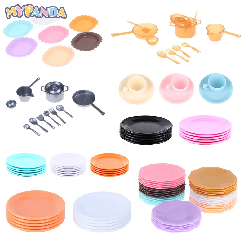 Mini Food Cake Dessert Pastry Dishes Tableware Miniature Doll House Accessories Dollhouse Trays Plates Kitchen Toys