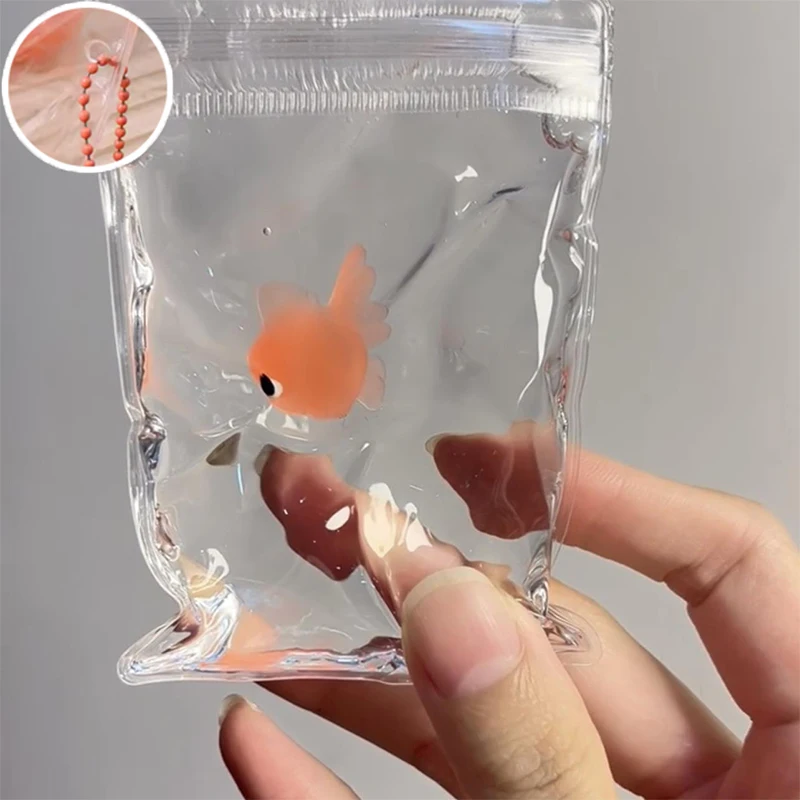 Kawaii Little Goldfish  Novelty Transparent  Goldfish Bag Squeeze Pinch Clownfish Toy Adult Stress Relief  Kids Adult Gift