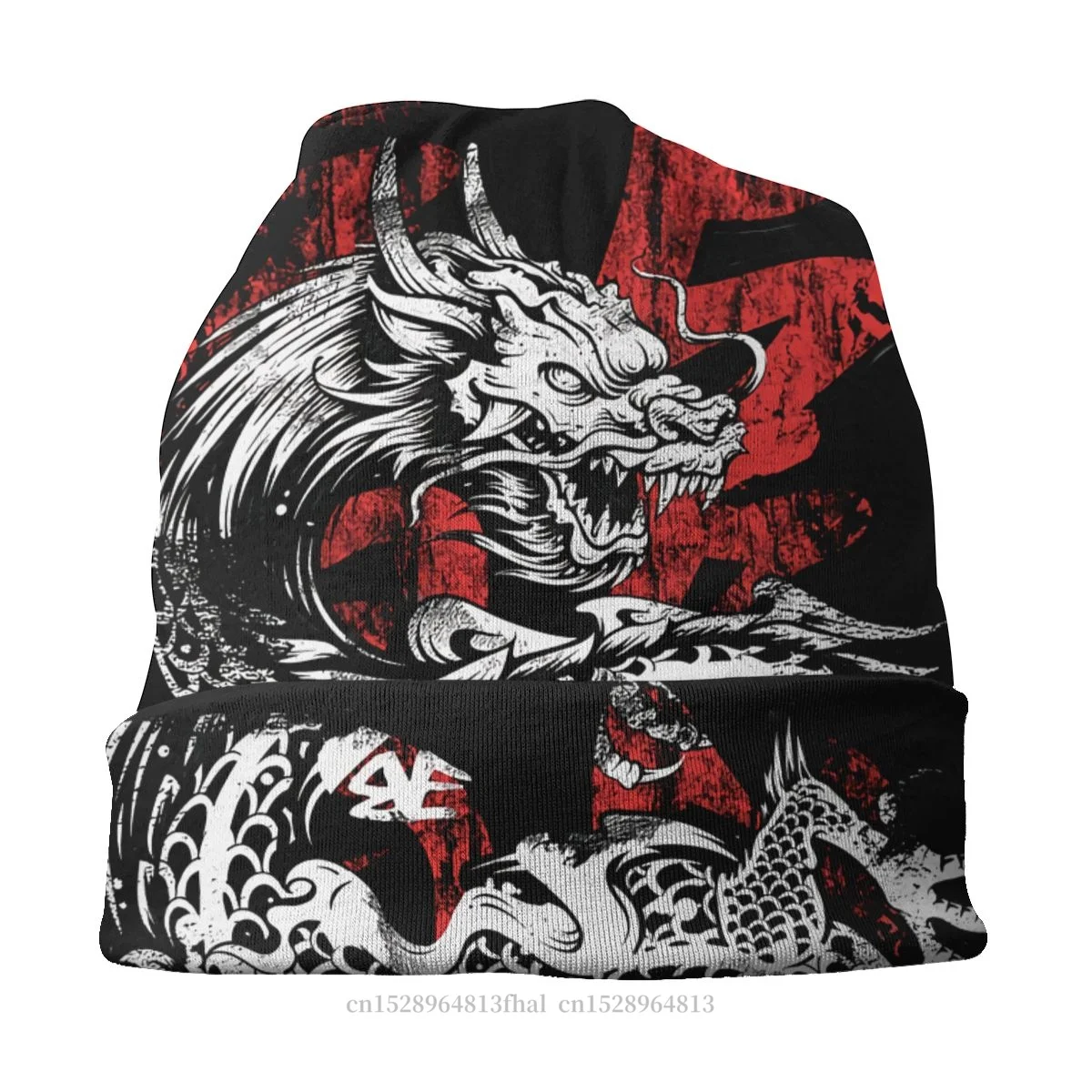 Bonnet Hats Men Women\'s Thin Hat Dragon Kanji Chinese Text Background Autumn Spring Warm Cap Hip Hop Skullies Beanies Caps