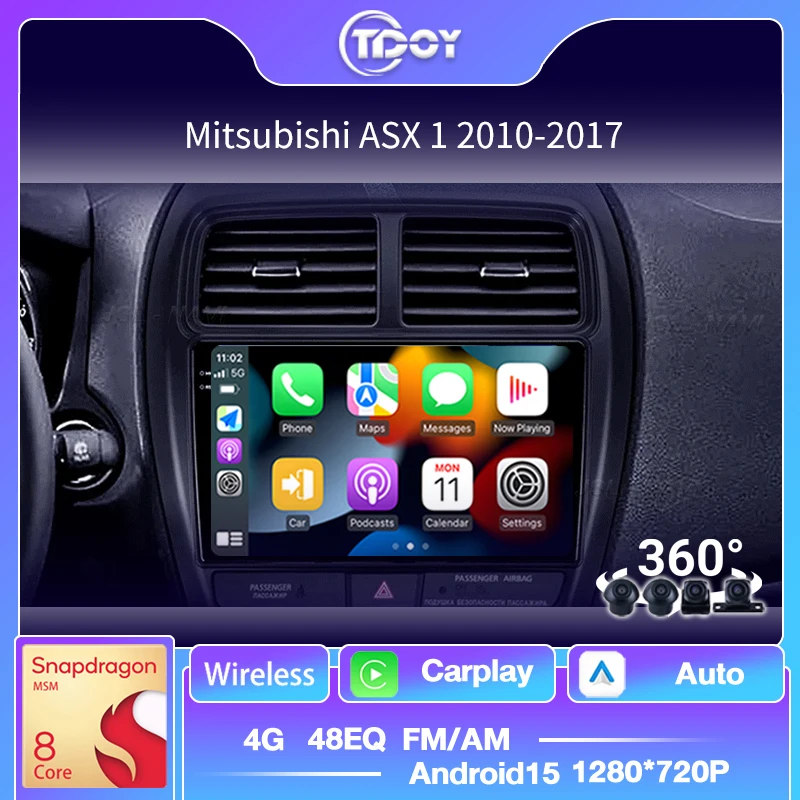 

Android 15 Car Radio Carplay Android Auto Car Stereo Audio For Mitsubishi ASX 1 2010-2017 Bluetooth GPS Multimedia Video Player