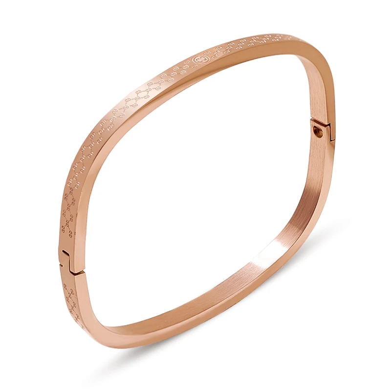 MOONLIGHT Classic Square Stainless Steel Bangles For Women Rose Golden Colors Exquisite Bracelets Fashion Female Jewelry Gifts