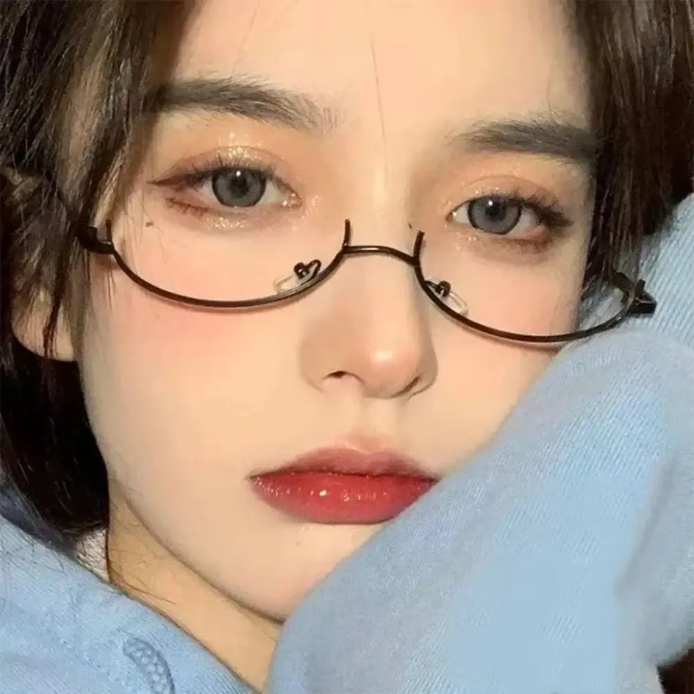 Quente sem lente y2k meia armação óculos chique harajuku metal moda decoração óculos fotografia vintage óculos falsos meninas